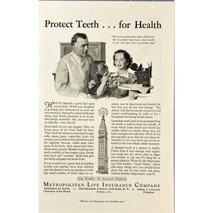 Metropolitan Life Insurance Protect Teeth. . . for Health" Vintage Print Ad 1936